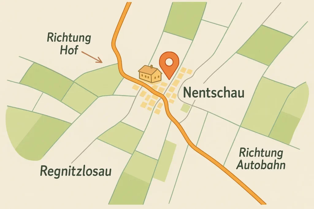 Straßenkarte zur Bäckerei Bayreuther in Nentschau bei Regnitzlosau